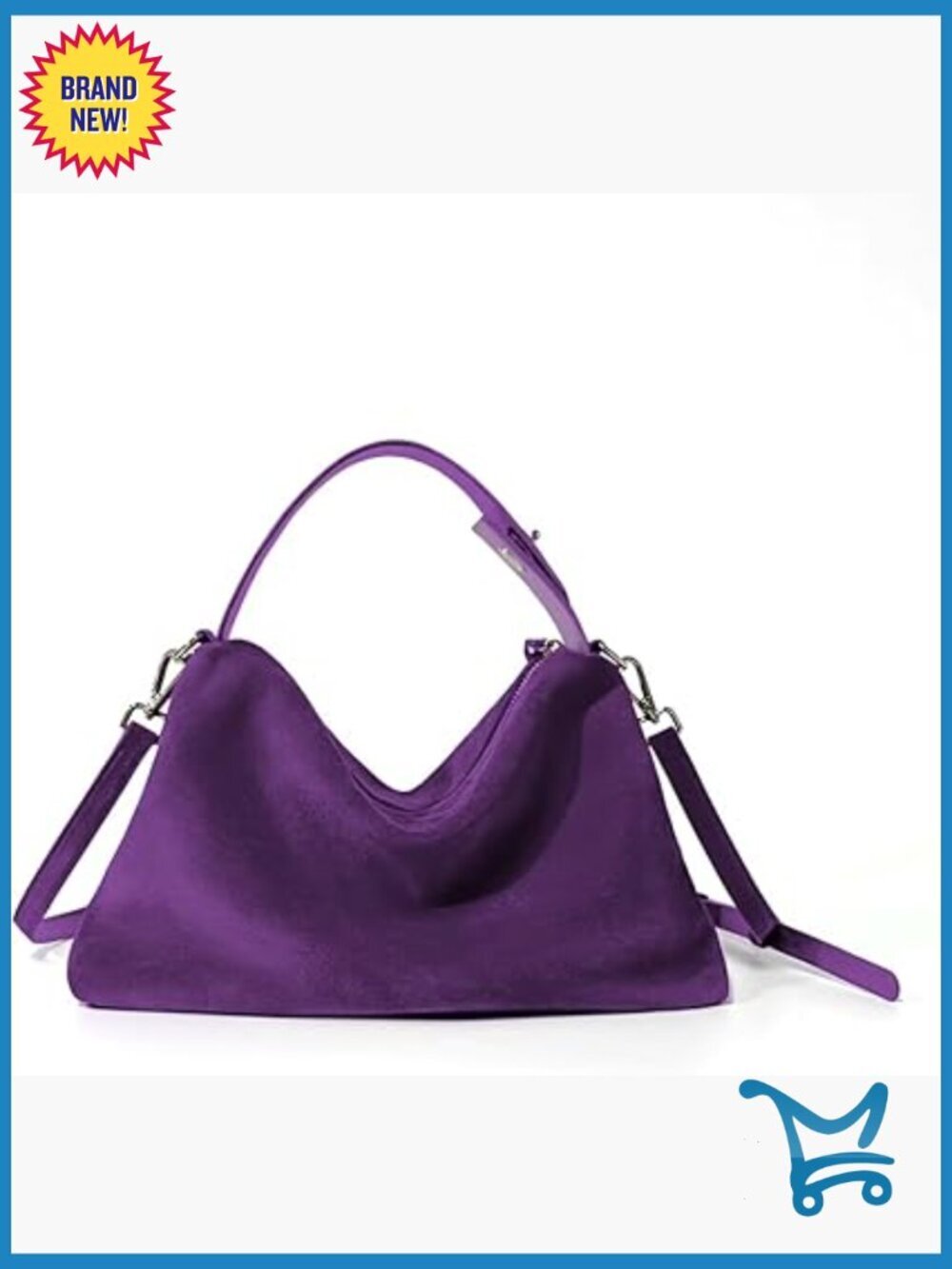 Suede Leather Tote Crossbody Bag Adjustable Strap Hobo Purse